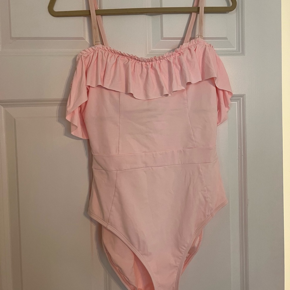 Bleu Rod Beattie Pale Pink Ruffle One-Piece Swimsuit